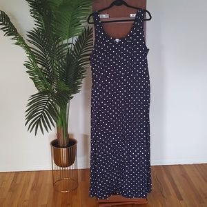 Long Polkadot MAXI DRESS Navy blue 💙 Sz XL ♡ OLD NAVY Tank Top/Sleeveless 🔷️